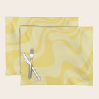 Retro Liquid Swirl Contemporary Abstract Pattern 2 in Double Butter Yellow Placemat Gallery Image 1