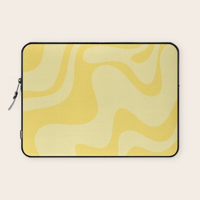 Retro Liquid Swirl Contemporary Abstract Pattern 2 in Double Butter Yellow Laptop Sleeve Gallery Image 1