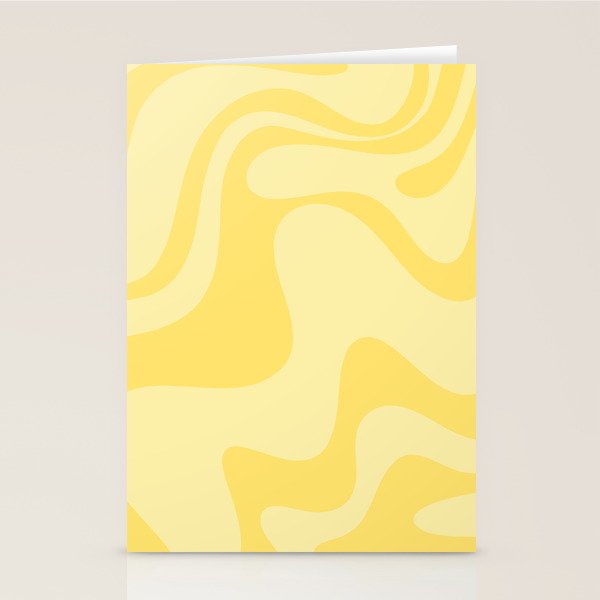 Retro Liquid Swirl Contemporary Abstract Pattern 2 in Double Butter Yellow Stationery Card Gallery Image 1