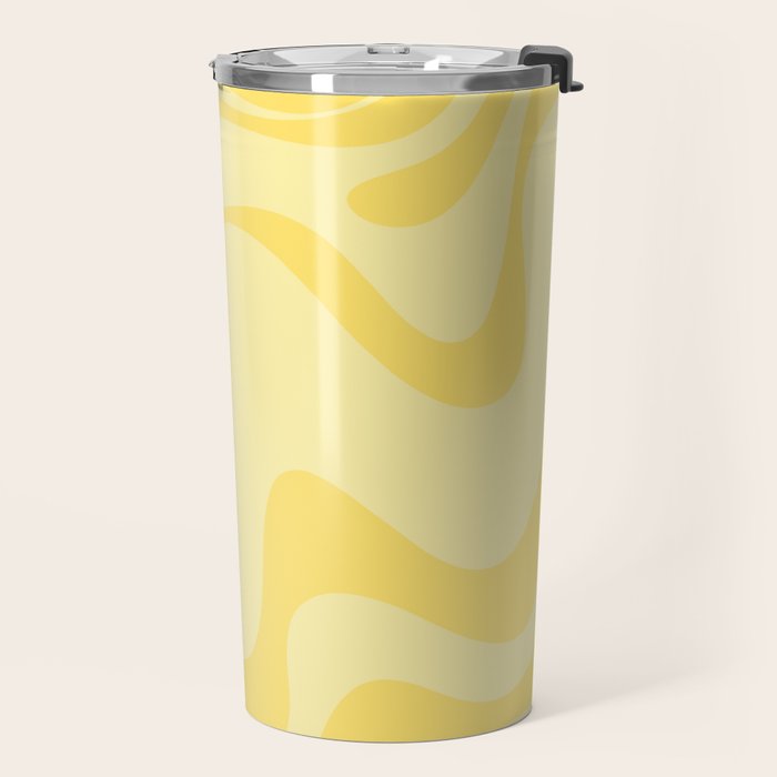 Retro Liquid Swirl Contemporary Abstract Pattern 2 in Double Butter Yellow Travel Mug Gallery Image 2