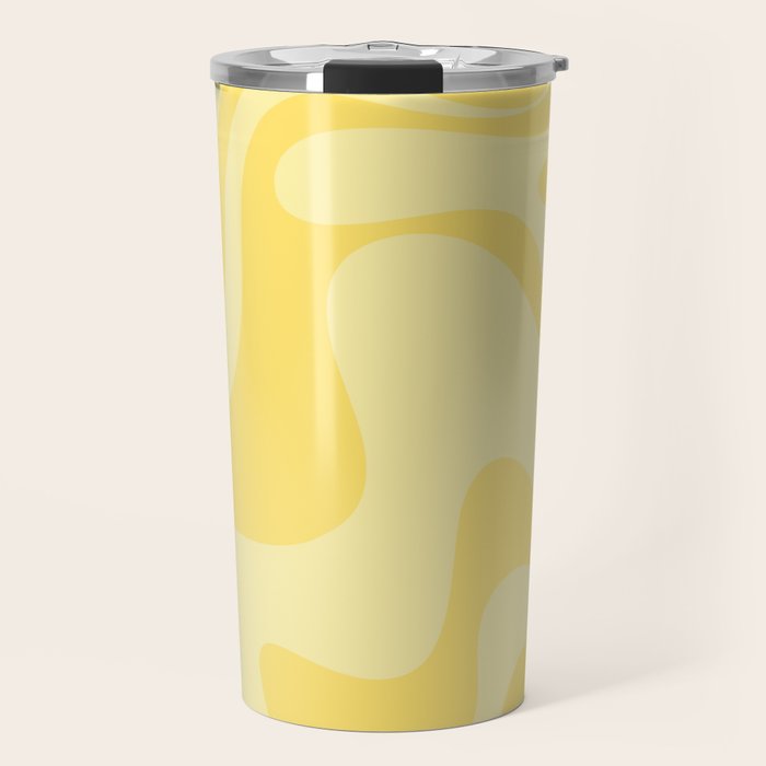 Retro Liquid Swirl Contemporary Abstract Pattern 2 in Double Butter Yellow Travel Mug Gallery Image 1