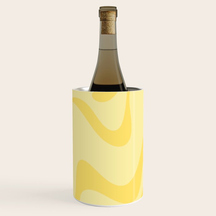 Retro Liquid Swirl Contemporary Abstract Pattern 2 in Double Butter Yellow Wine Chiller Gallery Image 3