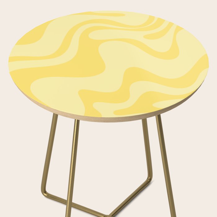 Retro Liquid Swirl Contemporary Abstract Pattern 2 in Double Butter Yellow Side Table Gallery Image 2