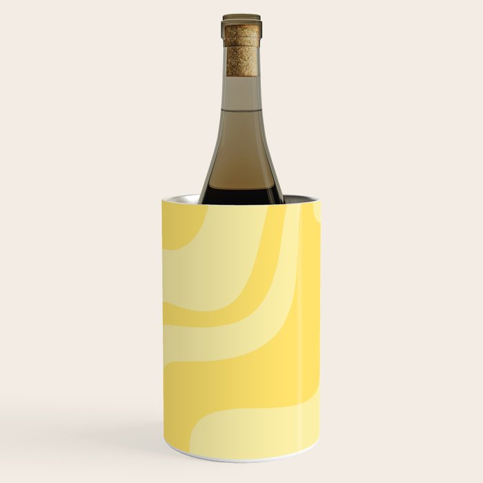 Retro Liquid Swirl Contemporary Abstract Pattern 2 in Double Butter Yellow Wine Chiller Gallery Image 2