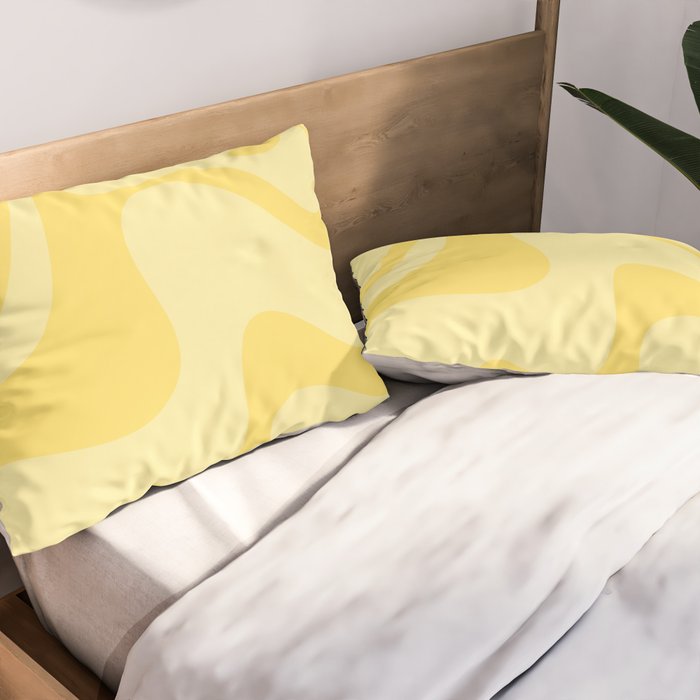 Retro Liquid Swirl Contemporary Abstract Pattern 2 in Double Butter Yellow Pillow Sham Gallery Image 2