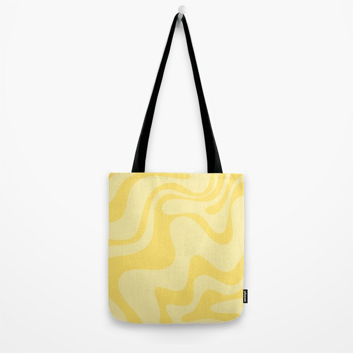 Retro Liquid Swirl Contemporary Abstract Pattern 2 in Double Butter Yellow Tote Bag Gallery Image 2