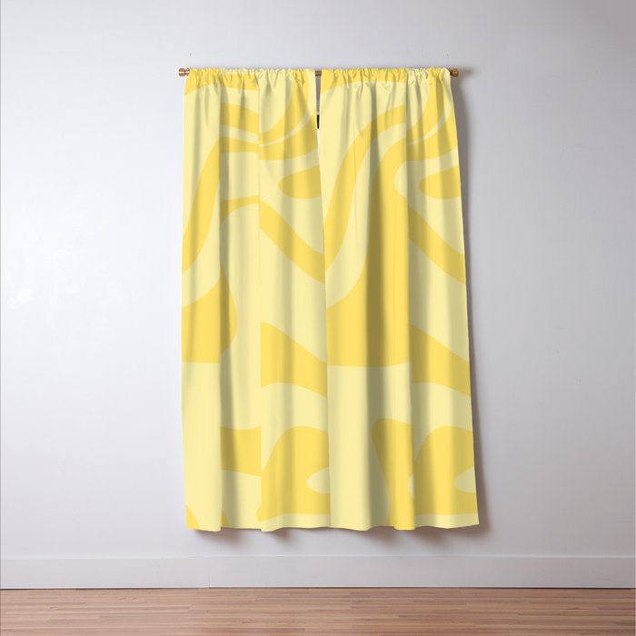 Retro Liquid Swirl Contemporary Abstract Pattern 2 in Double Butter Yellow Window Curtain Gallery Image 3