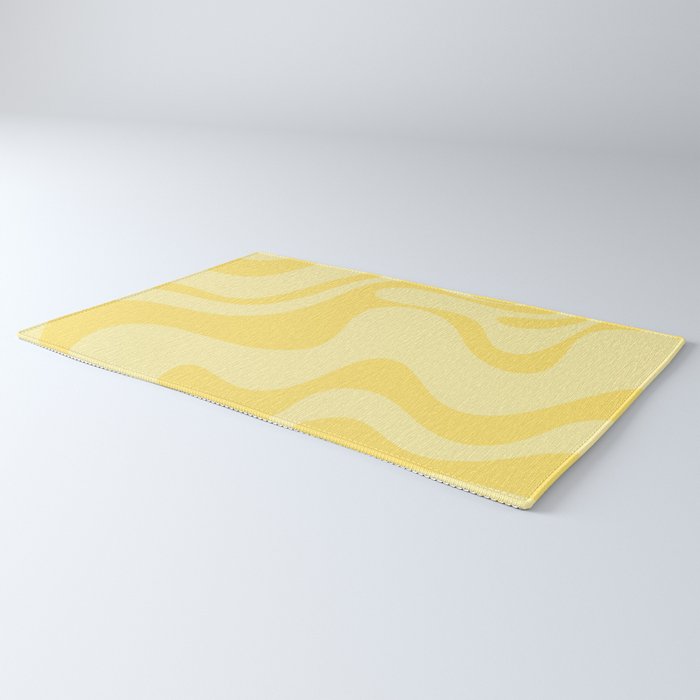 Retro Liquid Swirl Contemporary Abstract Pattern 2 in Double Butter Yellow Rug Gallery Image 3