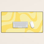 Retro Liquid Swirl Contemporary Abstract Pattern 2 in Double Butter Yellow Desk Mat Gallery Image 1