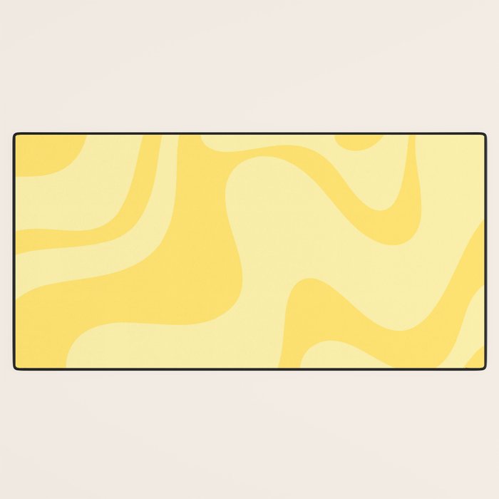 Retro Liquid Swirl Contemporary Abstract Pattern 2 in Double Butter Yellow Desk Mat Gallery Image 3