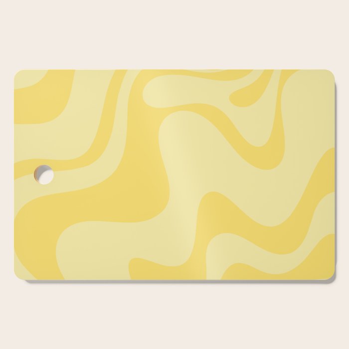 Retro Liquid Swirl Contemporary Abstract Pattern 2 in Double Butter Yellow Cutting Board Gallery Image 1
