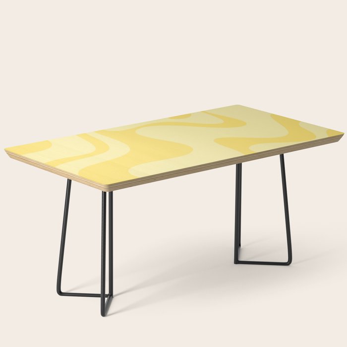 Retro Liquid Swirl Contemporary Abstract Pattern 2 in Double Butter Yellow Coffee Table Gallery Image 1