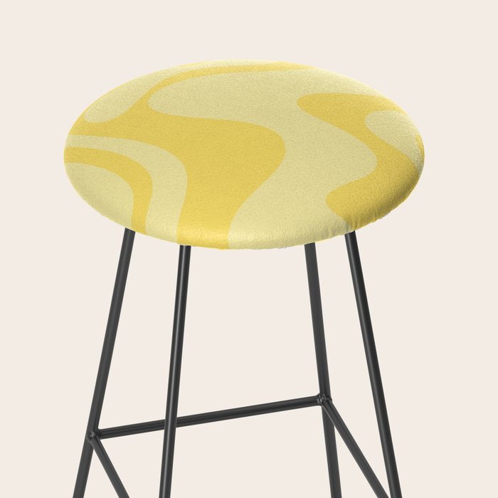 Retro Liquid Swirl Contemporary Abstract Pattern 2 in Double Butter Yellow Stool Gallery Image 2