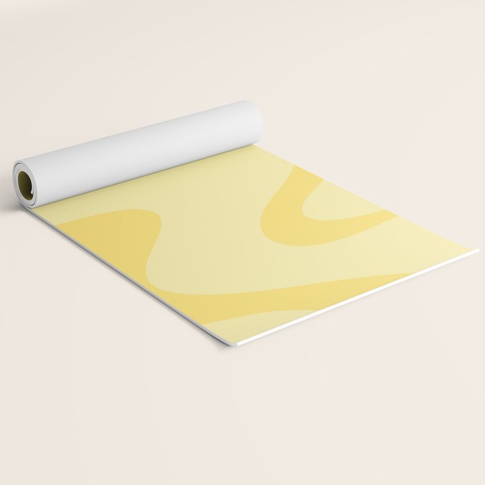 Retro Liquid Swirl Contemporary Abstract Pattern 2 in Double Butter Yellow Yoga Mat Gallery Image 2