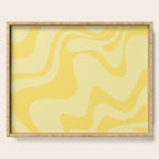 Retro Liquid Swirl Contemporary Abstract Pattern 2 in Double Butter Yellow Serving Tray Gallery Image 1