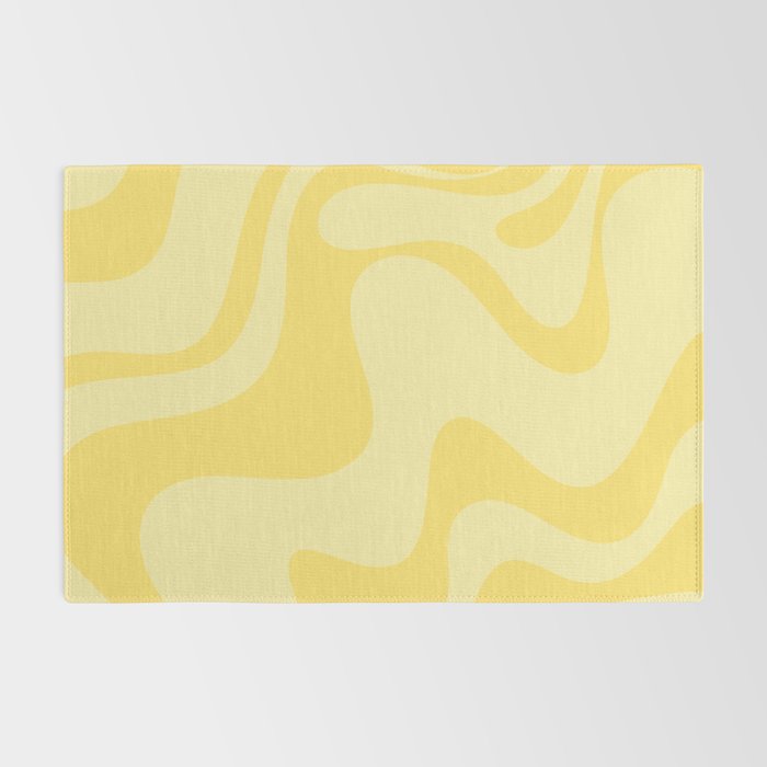 Retro Liquid Swirl Contemporary Abstract Pattern 2 in Double Butter Yellow Rug Gallery Image 2