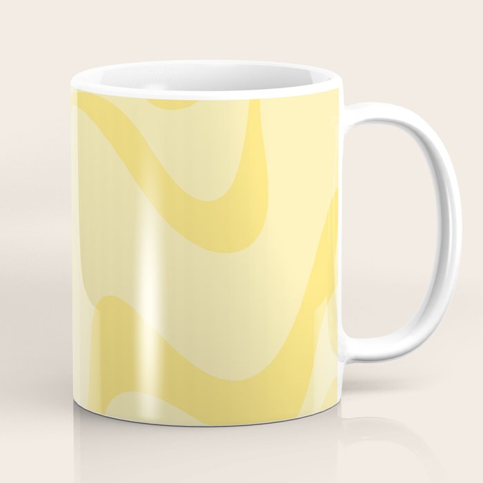 Retro Liquid Swirl Contemporary Abstract Pattern 2 in Double Butter Yellow Coffee Mug Gallery Image 1