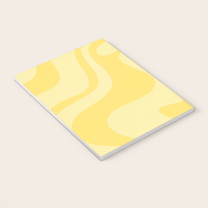 Retro Liquid Swirl Contemporary Abstract Pattern 2 in Double Butter Yellow Notebook Gallery Image 3