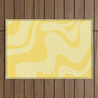 Retro Liquid Swirl Contemporary Abstract Pattern 2 in Double Butter Yellow Outdoor Rug Gallery Image 1