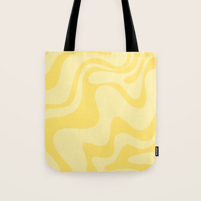 Retro Liquid Swirl Contemporary Abstract Pattern 2 in Double Butter Yellow Tote Bag Gallery Image 1