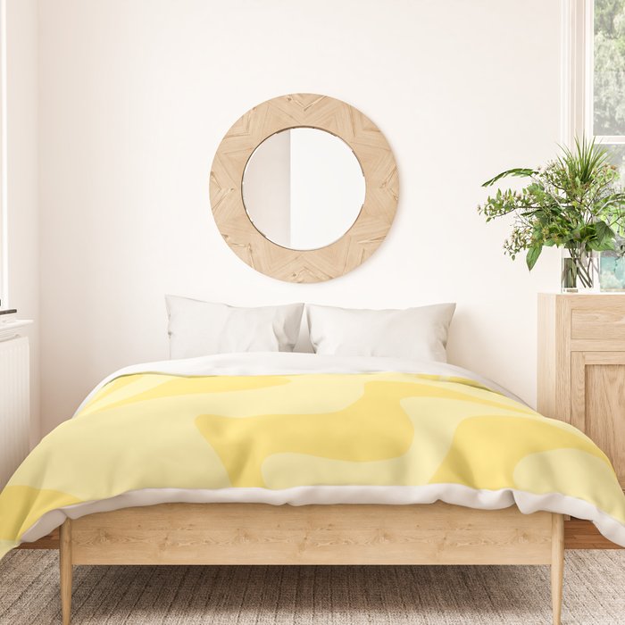 Retro Liquid Swirl Contemporary Abstract Pattern 2 in Double Butter Yellow Duvet Cover Gallery Image 3