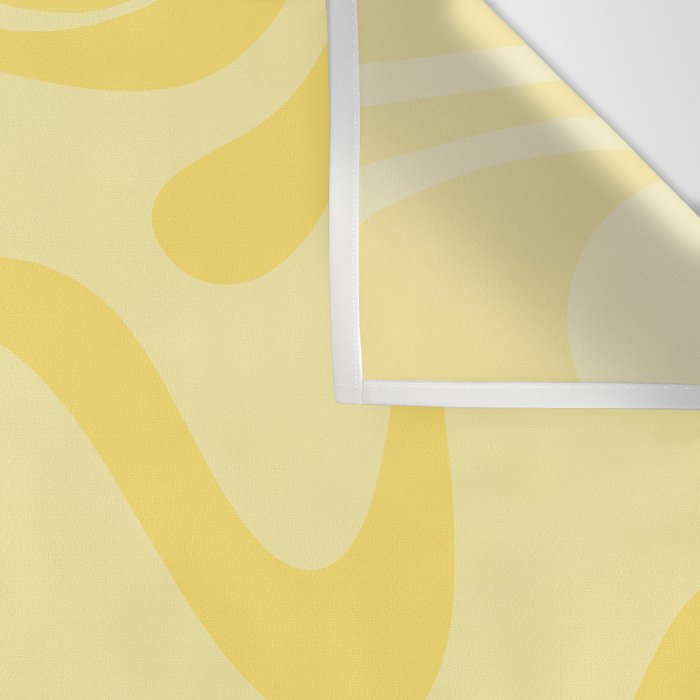 Retro Liquid Swirl Contemporary Abstract Pattern 2 in Double Butter Yellow Wall Tapestry Gallery Image 3