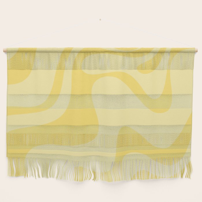 Retro Liquid Swirl Contemporary Abstract Pattern 2 in Double Butter Yellow Wall Hanging Gallery Image 1