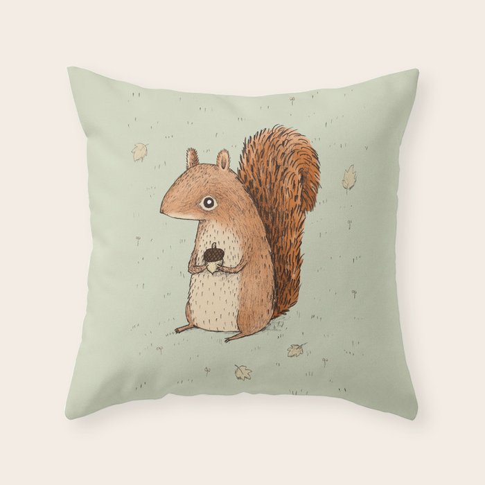 Sarah the Squirrel Throw Pillow Gallery Image 6