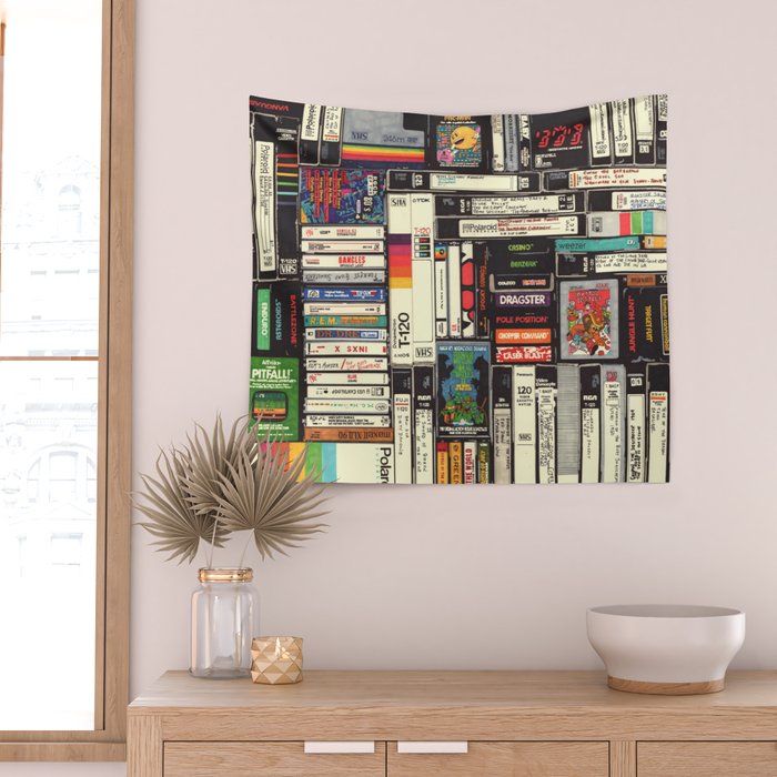 Cassettes, VHS and Video Games Wall Tapestry Gallery Image 2