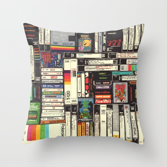 Cassettes, VHS and Video Games Throw Pillow Gallery Image 6