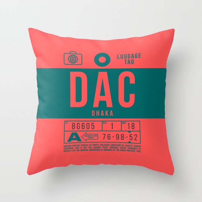 Luggage Tag B - DAC Dhaka Bangladesh Throw Pillow Gallery Image 6