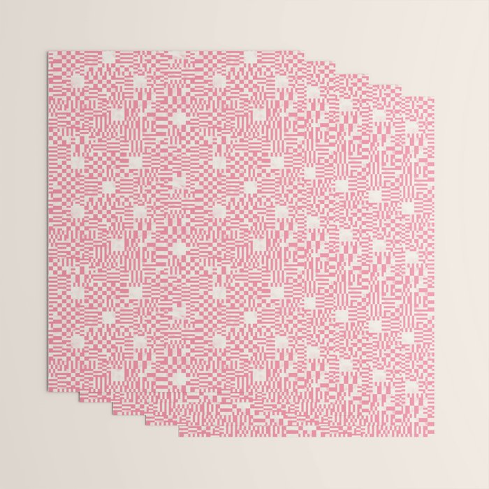 Checkered Pink Matrix Wrapping Paper Gallery Image 3