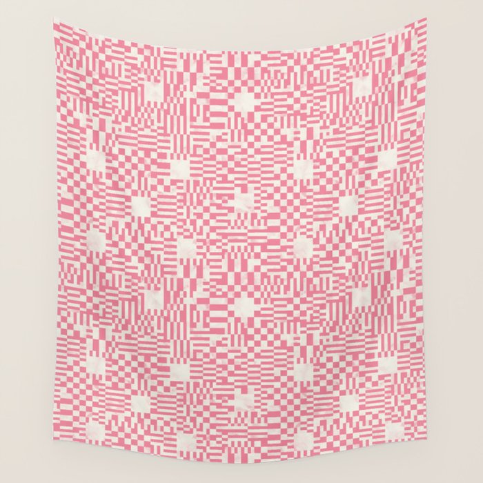 Checkered Pink Matrix Wall Tapestry Gallery Image 4