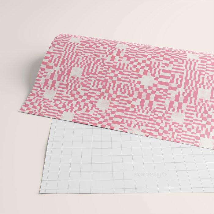 Checkered Pink Matrix Wrapping Paper Gallery Image 2