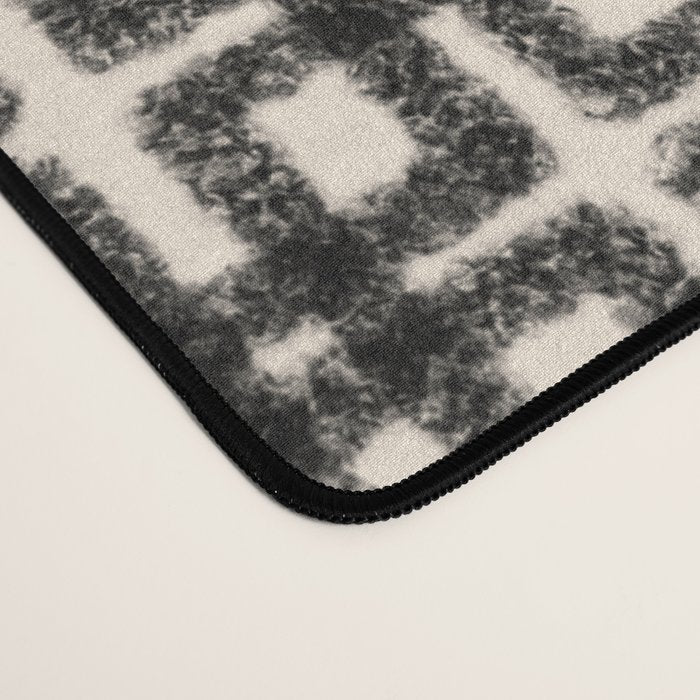Mid Century Modern Geometric Tile Block Crayon Pattern in Black and Almond Cream Desk Mat Gallery Image 4