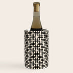 Mid Century Modern Geometric Tile Block Crayon Pattern in Black and Almond Cream Wine Chiller Gallery Image 3