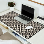 Mid Century Modern Geometric Tile Block Crayon Pattern in Black and Almond Cream Desk Mat Gallery Image 2