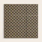 Mid Century Modern Geometric Tile Block Crayon Pattern in Black and Almond Cream Wood Wall Art Gallery Image 1