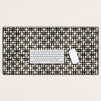 Mid Century Modern Geometric Tile Block Crayon Pattern in Black and Almond Cream Desk Mat Gallery Image 1
