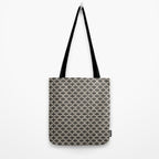 Mid Century Modern Geometric Tile Block Crayon Pattern in Black and Almond Cream Tote Bag Gallery Image 2