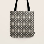 Mid Century Modern Geometric Tile Block Crayon Pattern in Black and Almond Cream Tote Bag Gallery Image 1