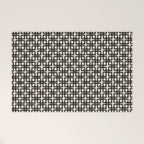 Mid Century Modern Geometric Tile Block Crayon Pattern in Black and Almond Cream Welcome Mat Gallery Image 1