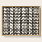 Mid Century Modern Geometric Tile Block Crayon Pattern in Black and Almond Cream Serving Tray Gallery Image 1