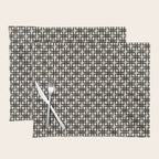 Mid Century Modern Geometric Tile Block Crayon Pattern in Black and Almond Cream Placemat Gallery Image 1