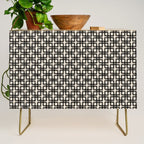 Mid Century Modern Geometric Tile Block Crayon Pattern in Black and Almond Cream Credenza Gallery Image 1