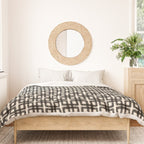Mid Century Modern Geometric Tile Block Crayon Pattern in Black and Almond Cream Duvet Cover Gallery Image 3