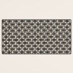 Mid Century Modern Geometric Tile Block Crayon Pattern in Black and Almond Cream Desk Mat Gallery Image 3