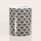 Mid Century Modern Geometric Tile Block Crayon Pattern in Black and Almond Cream Coffee Mug Gallery Image 4