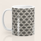 Mid Century Modern Geometric Tile Block Crayon Pattern in Black and Almond Cream Coffee Mug Gallery Image 3