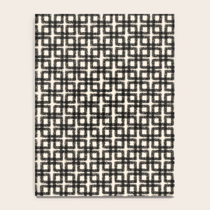 Mid Century Modern Geometric Tile Block Crayon Pattern in Black and Almond Cream Notebook Gallery Image 4